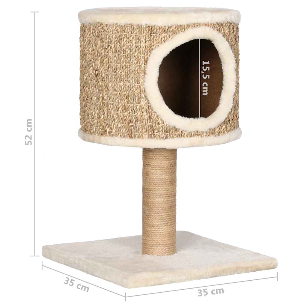 Kattenmeubel met huis en krabpaal 52 cm zeegras