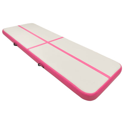 Gymnastiekmat met pomp opblaasbaar 500x100x15 cm PVC roze