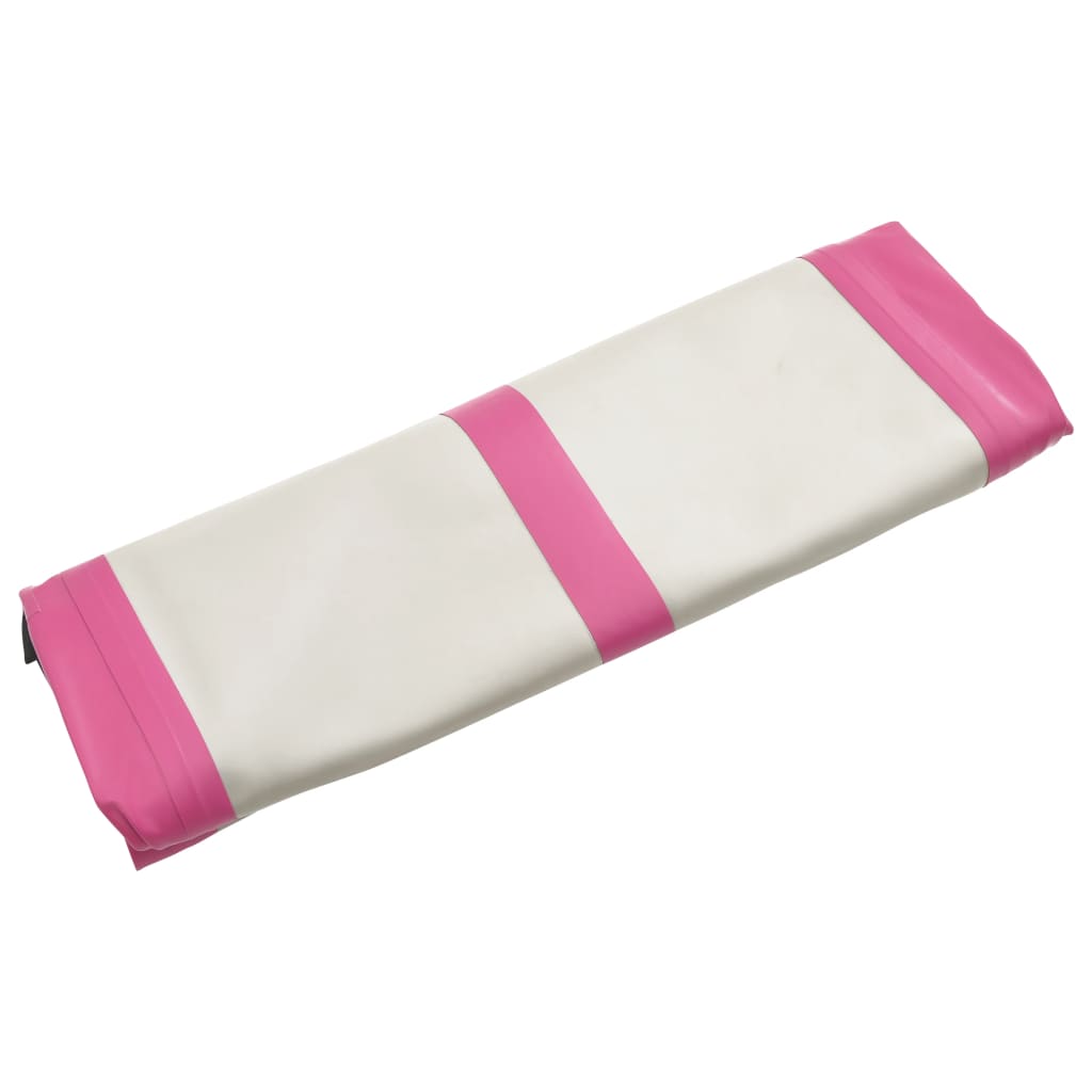 Gymnastiekmat met pomp opblaasbaar 500x100x15 cm PVC roze