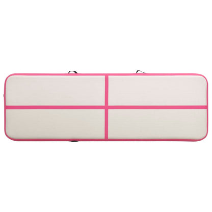 Gymnastiekmat met pomp opblaasbaar 500x100x15 cm PVC roze