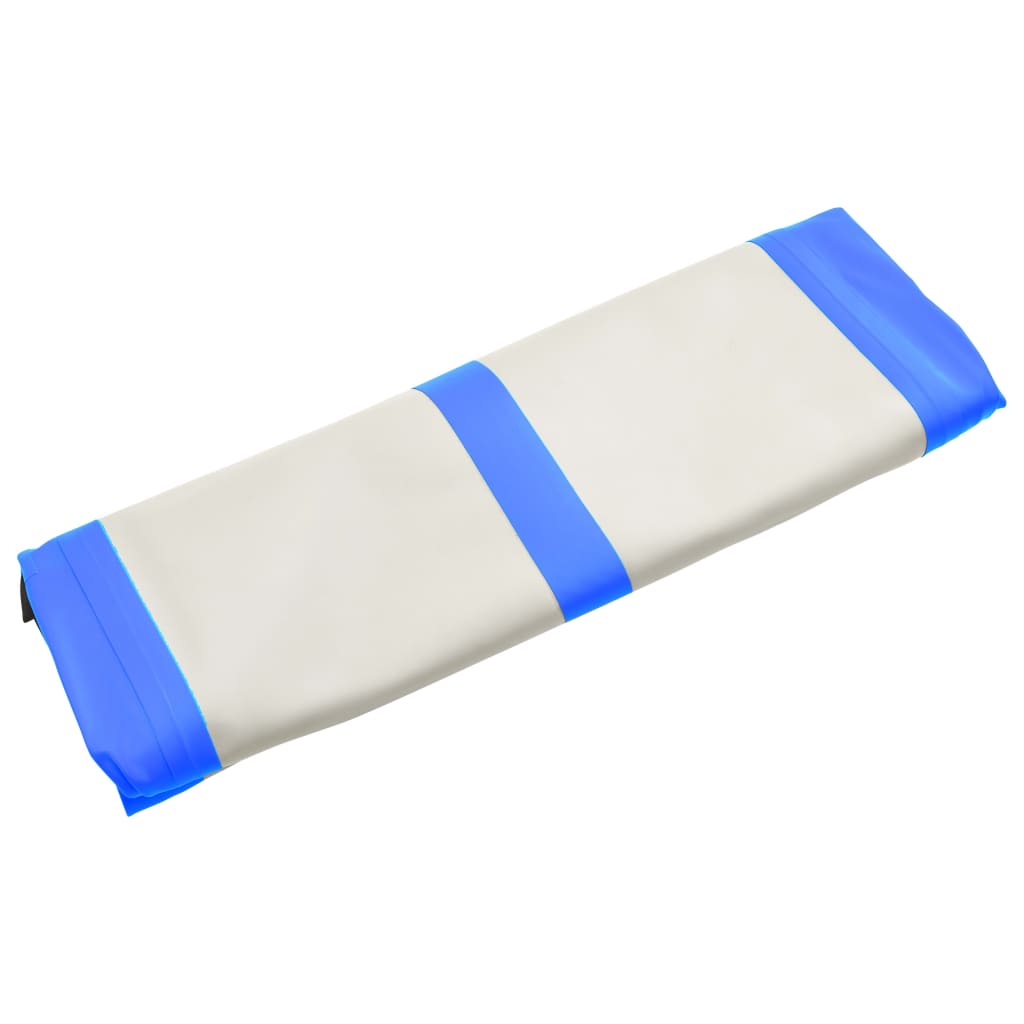 Gymnastiekmat met pomp opblaasbaar 500x100x15 cm PVC blauw