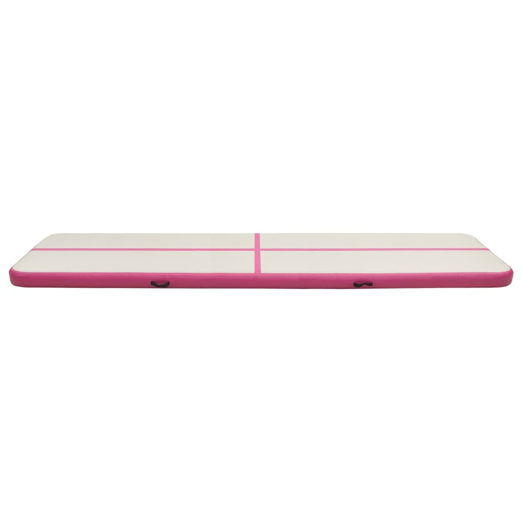 Gymnastiekmat met pomp opblaasbaar 600x100x15 cm PVC roze