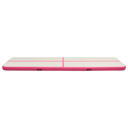 Gymnastiekmat met pomp opblaasbaar 600x100x15 cm PVC roze