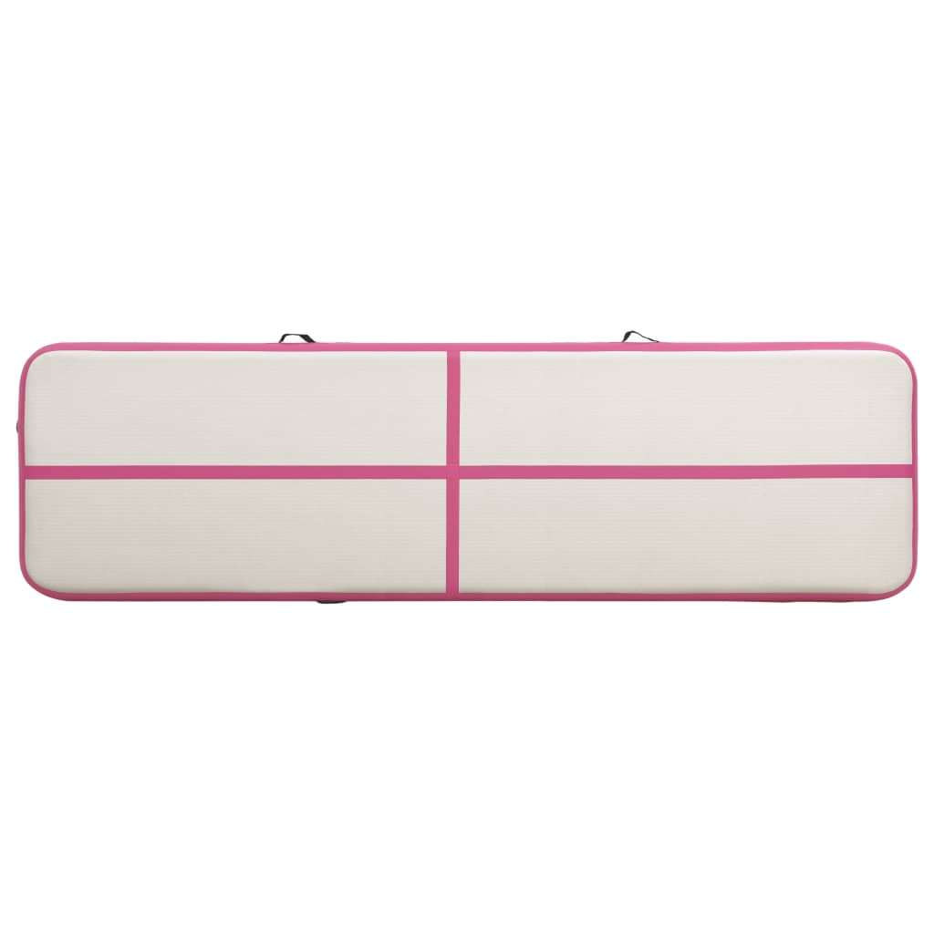 Gymnastiekmat met pomp opblaasbaar 600x100x15 cm PVC roze