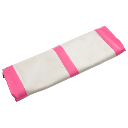 Gymnastiekmat met pomp opblaasbaar 300x100x20 cm PVC roze