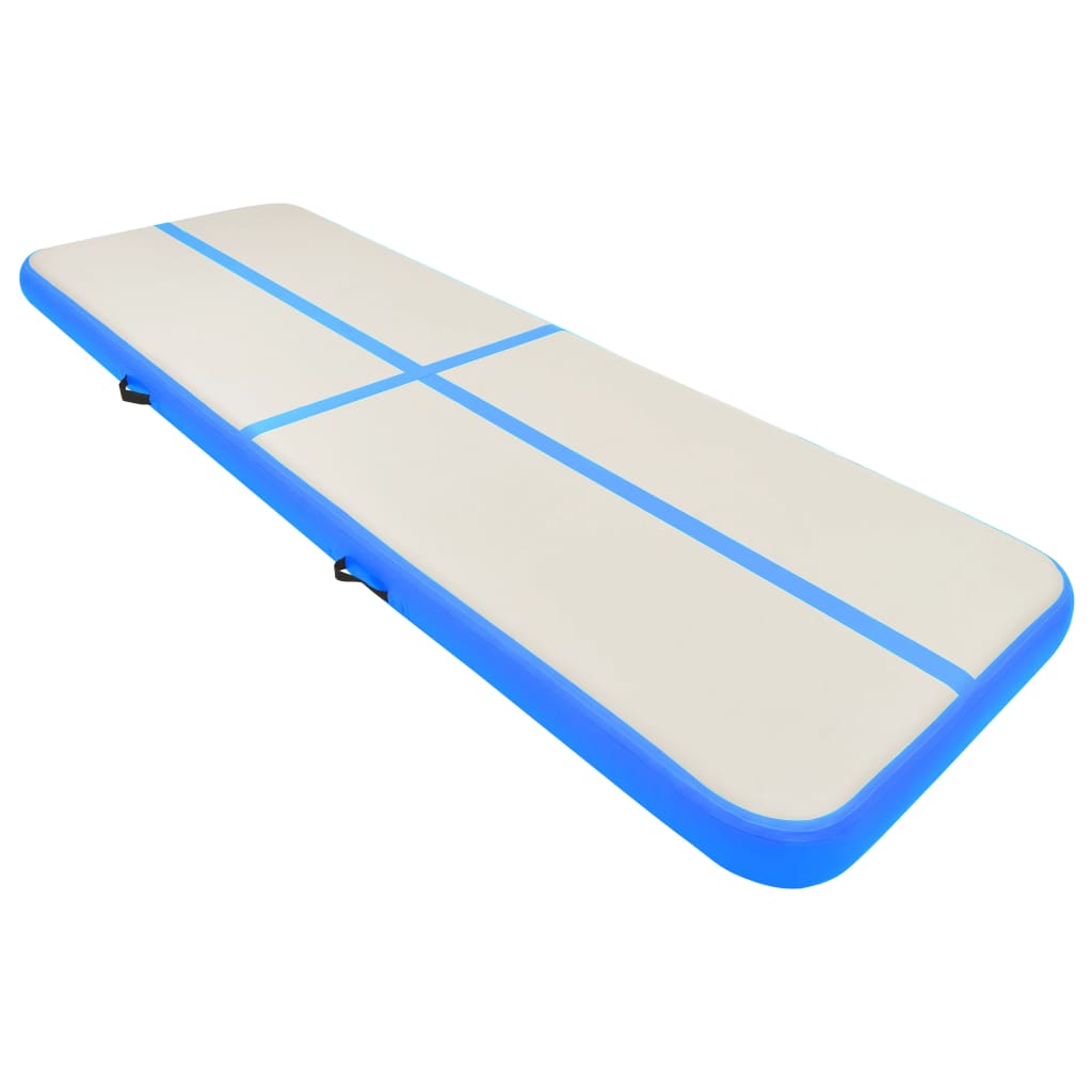 Gymnastiekmat met pomp opblaasbaar 400x100x20 cm PVC blauw