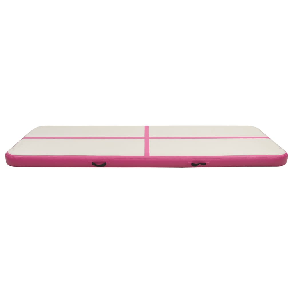 Gymnastiekmat met pomp opblaasbaar 500x100x20 cm PVC roze