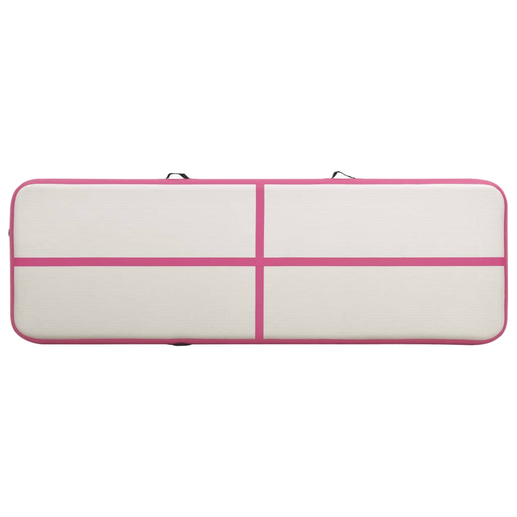 Gymnastiekmat met pomp opblaasbaar 500x100x20 cm PVC roze