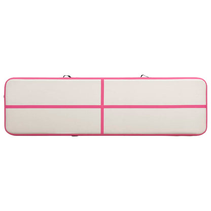 Gymnastiekmat met pomp opblaasbaar 600x100x20 cm PVC roze