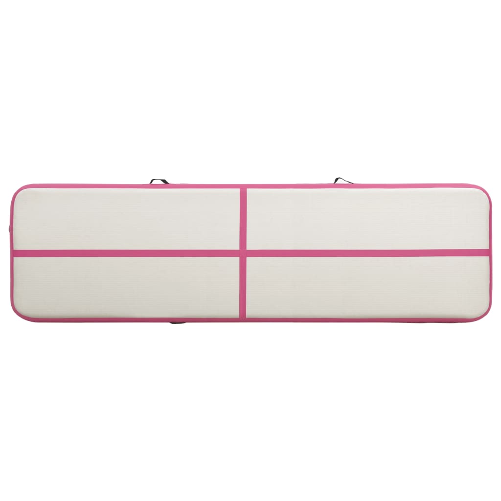 Gymnastiekmat met pomp opblaasbaar 800x100x20 cm PVC roze