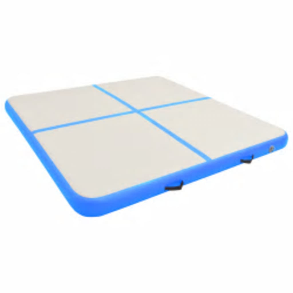 Gymnastiekmat met pomp opblaasbaar 200x200x15 cm PVC blauw