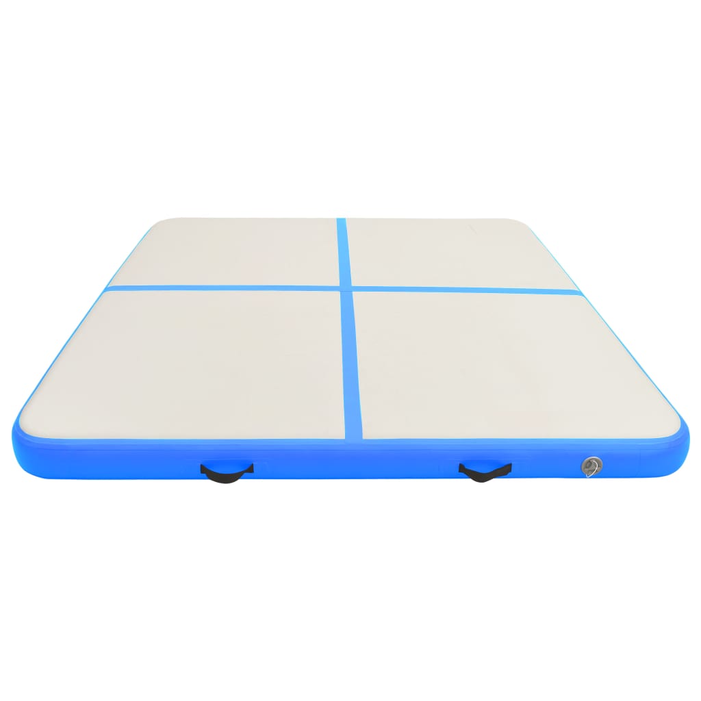 Gymnastiekmat met pomp opblaasbaar 200x200x15 cm PVC blauw