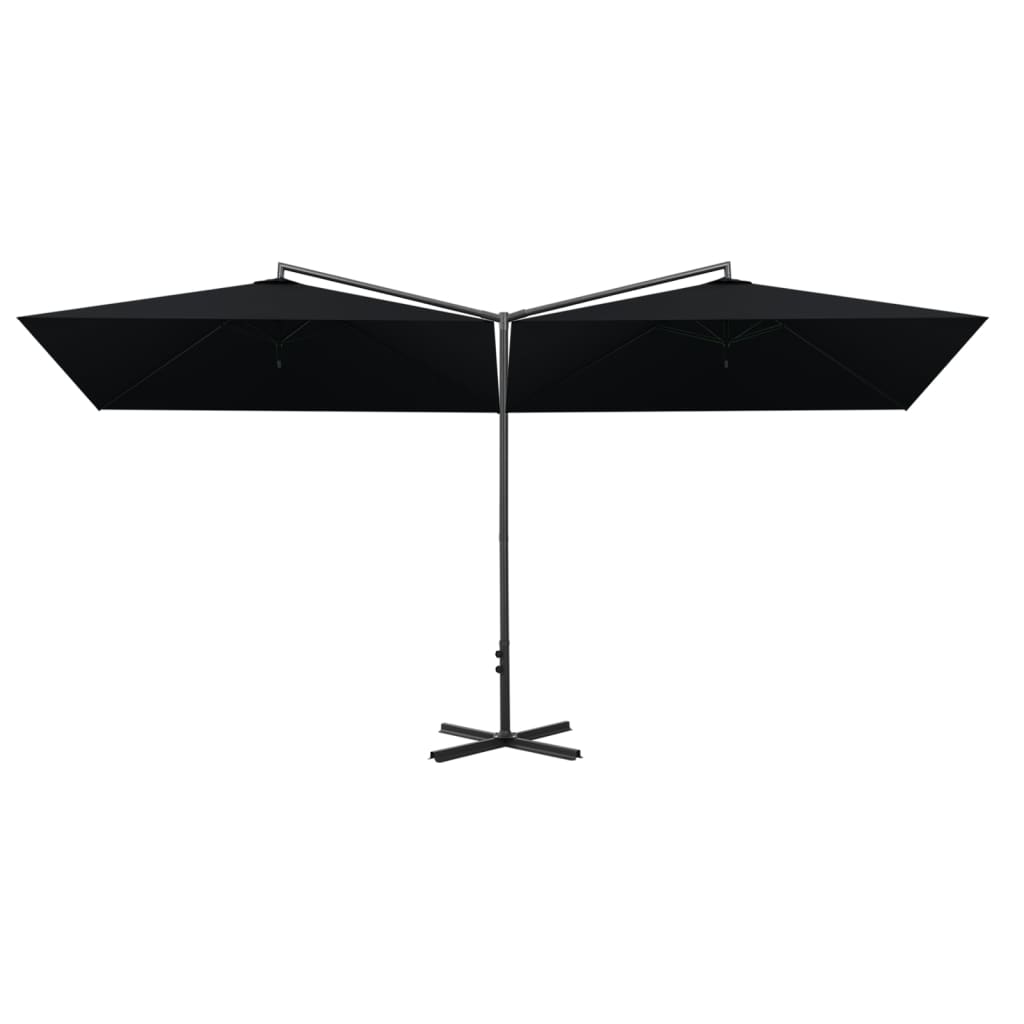 Parasol dubbel met stalen paal 600x300 cm zwart