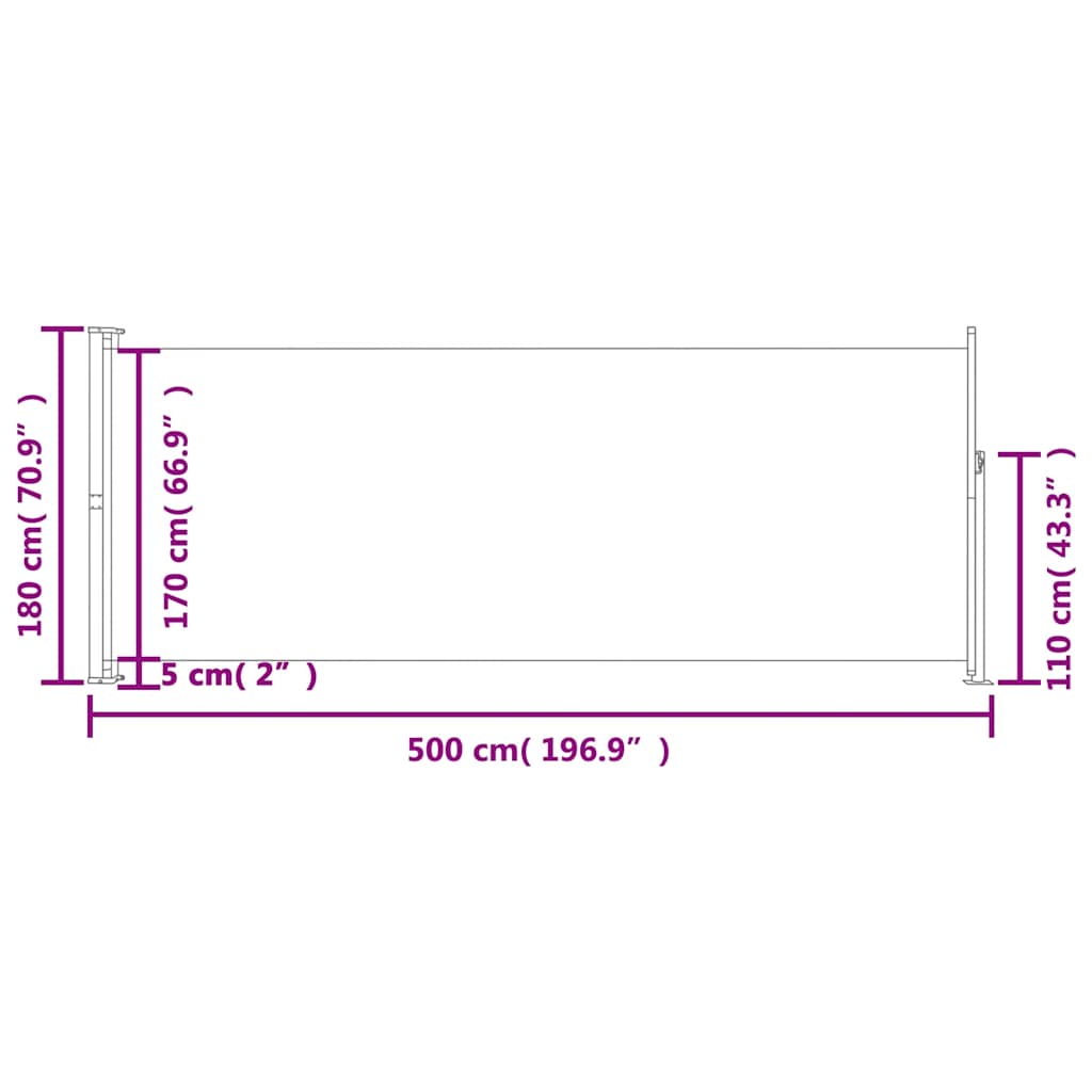 Tuinscherm uittrekbaar 180x500 cm crèmekleurig