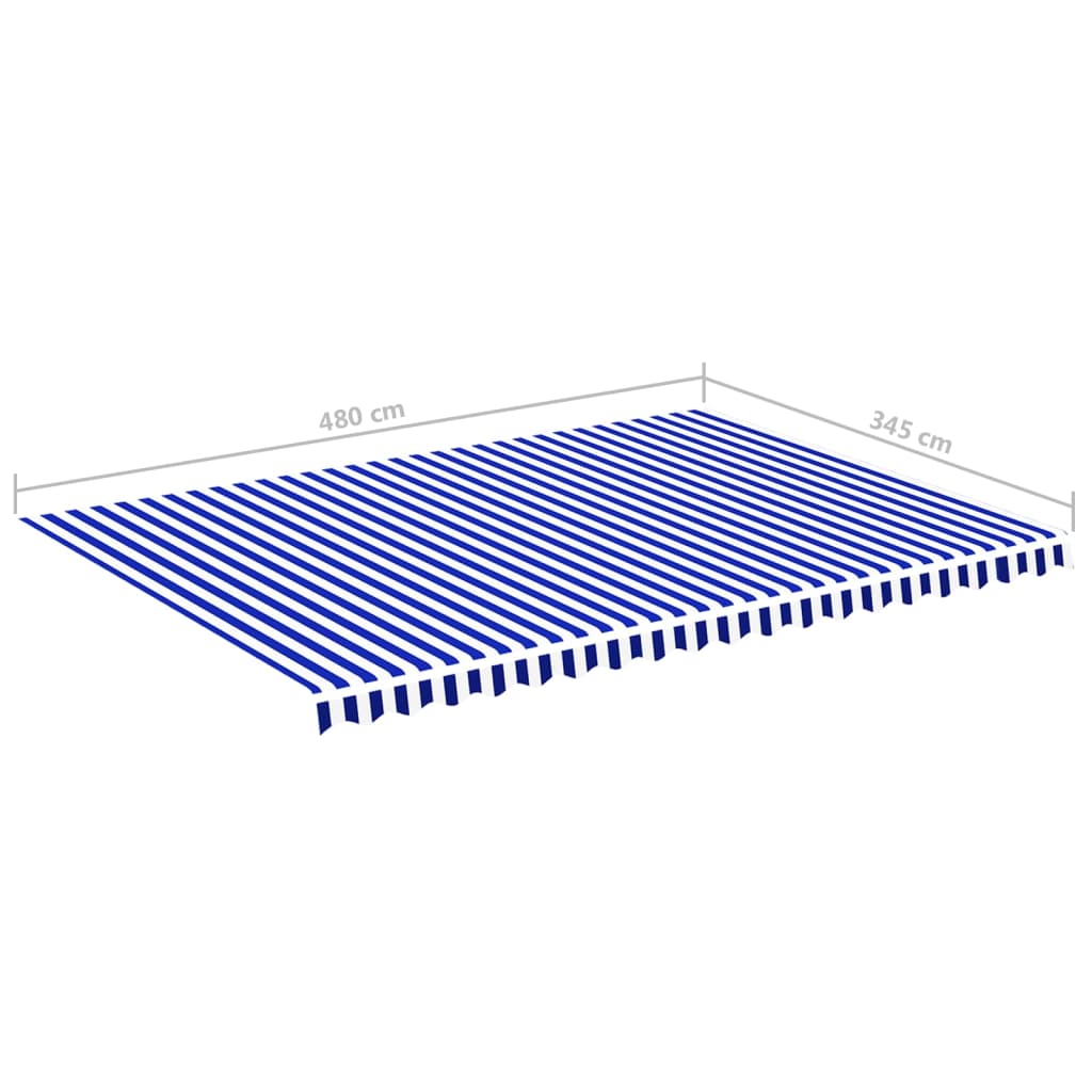 Vervangingsdoek voor luifel 5x3,5 m blauw en wit