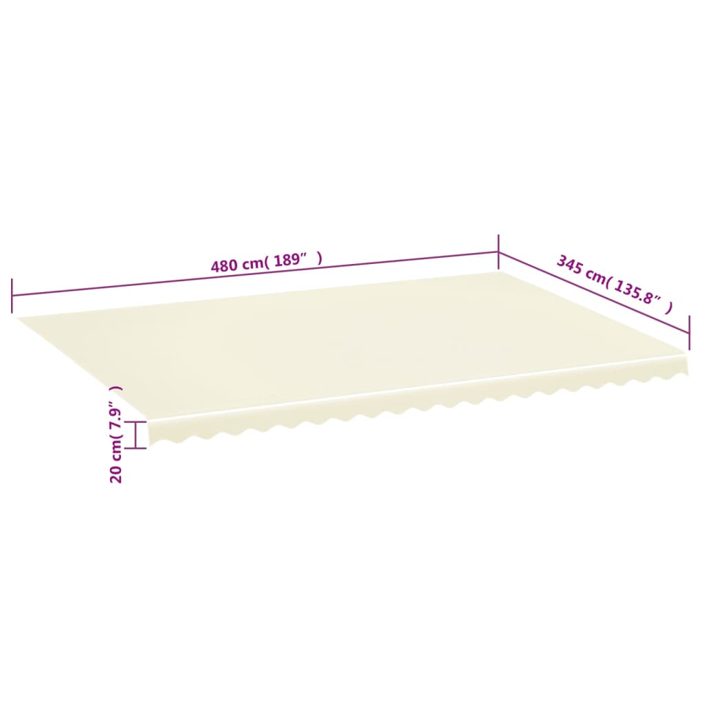 Vervangingsdoek voor luifel 5x3,5 m crèmekleurig