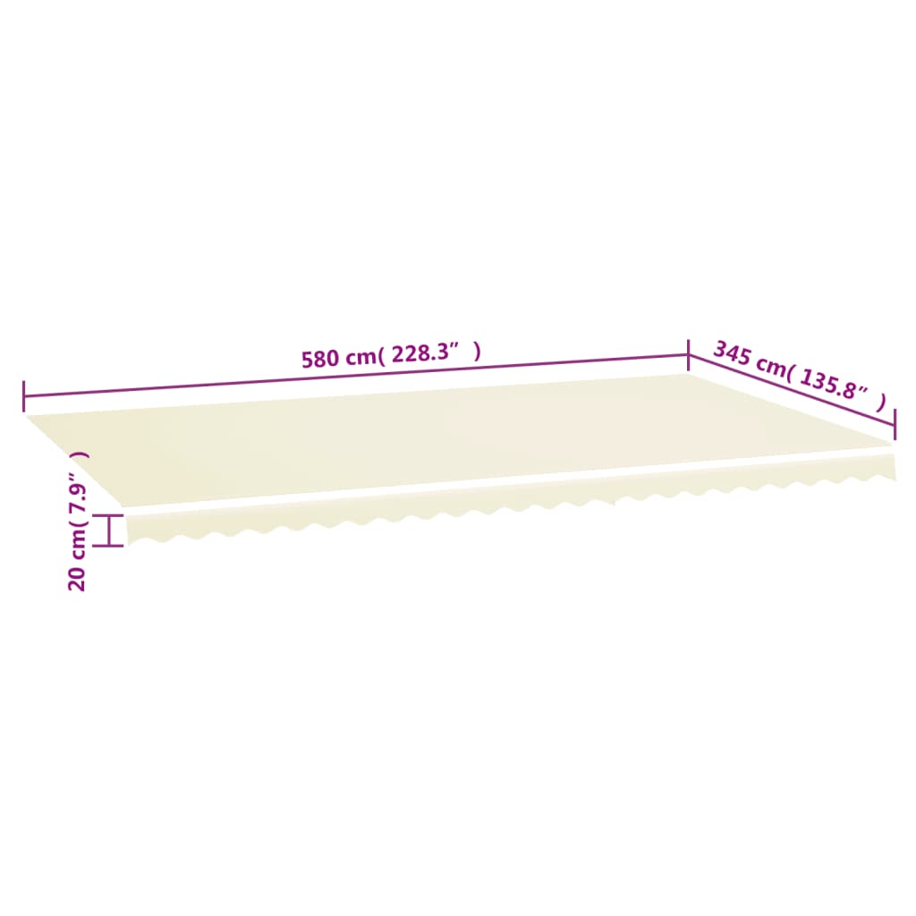 Vervangingsdoek voor luifel 6x3,5 m crèmekleurig