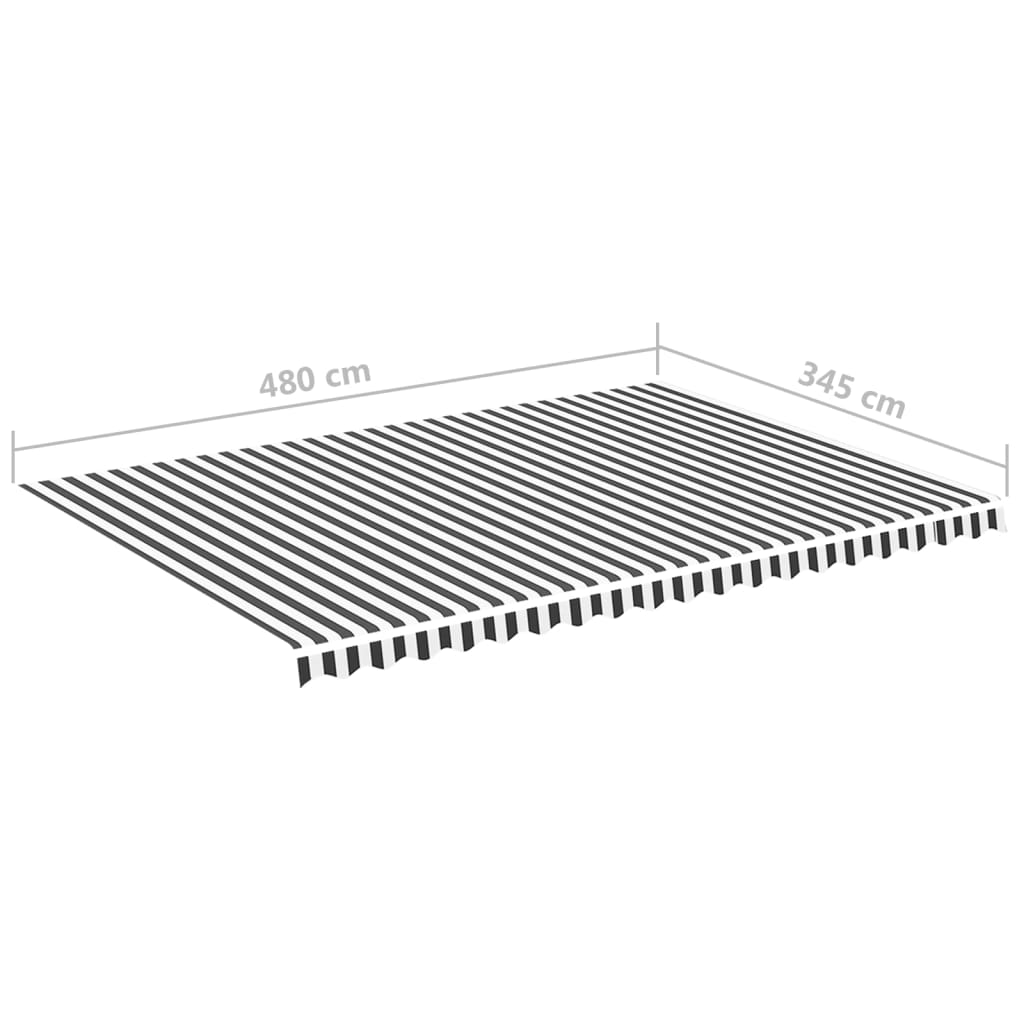 Vervangingsdoek voor luifel 5x3,5 m antracietkleurig en wit