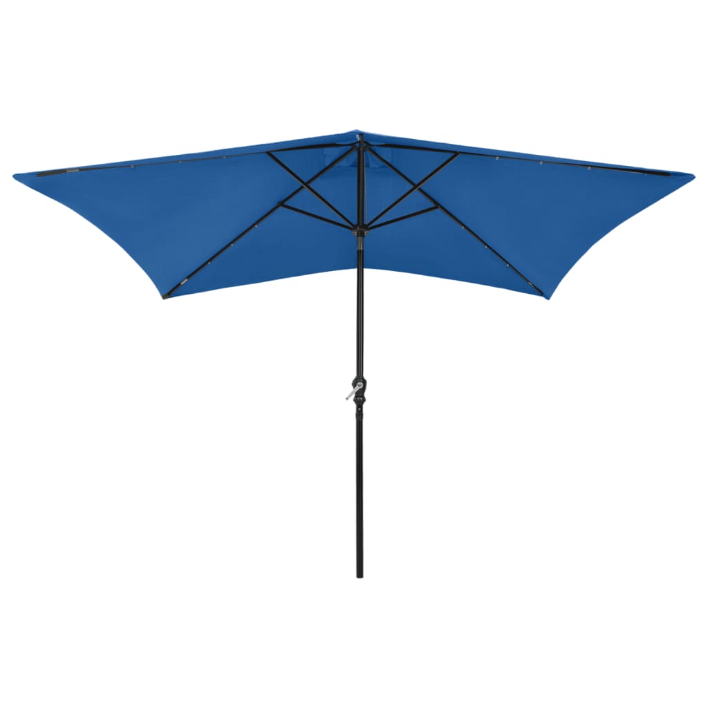 Parasol met LED's en stalen paal 2x3 m azuurblauw