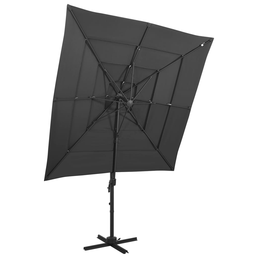 Parasol 4-laags met aluminium paal 250x250 cm antracietkleurig