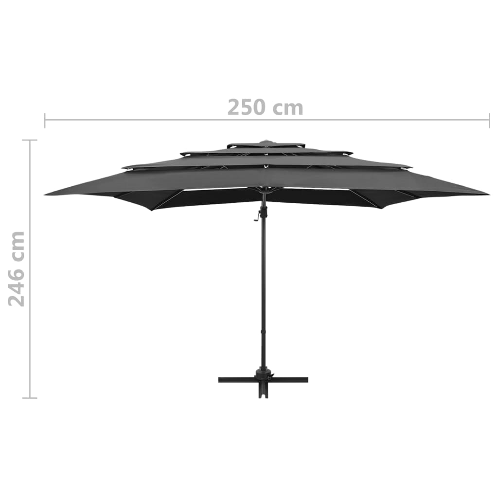 Parasol 4-laags met aluminium paal 250x250 cm antracietkleurig