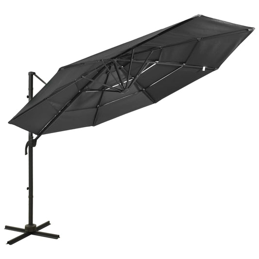 Parasol 4-laags met aluminium paal 3x3 m antracietkleurig