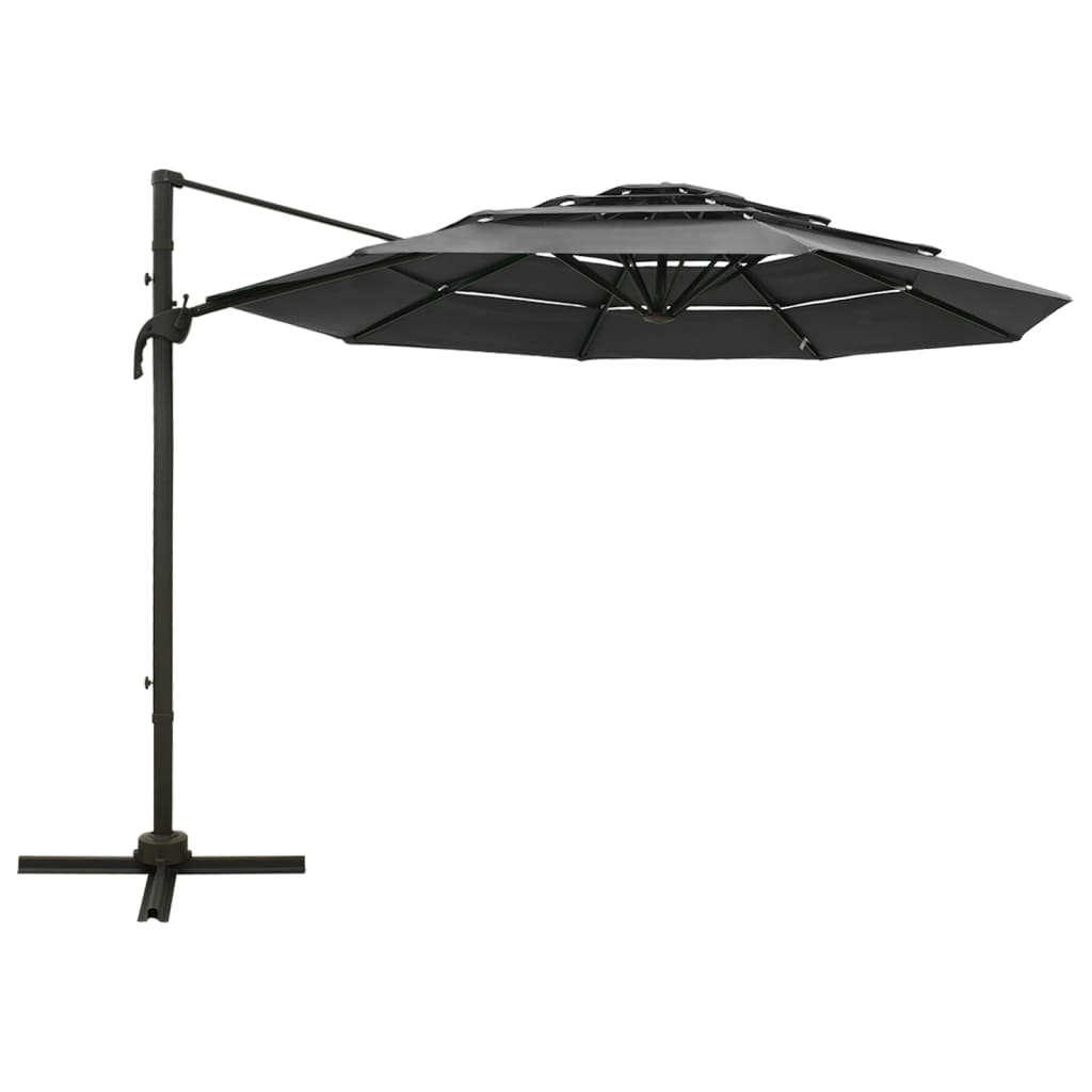 Parasol 4-laags met aluminium paal 3x3 m antracietkleurig