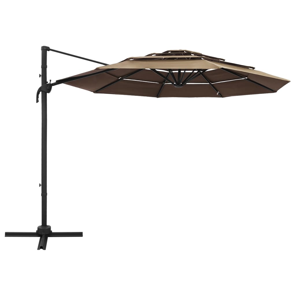 Parasol 4-laags met aluminium paal 3x3 m taupe