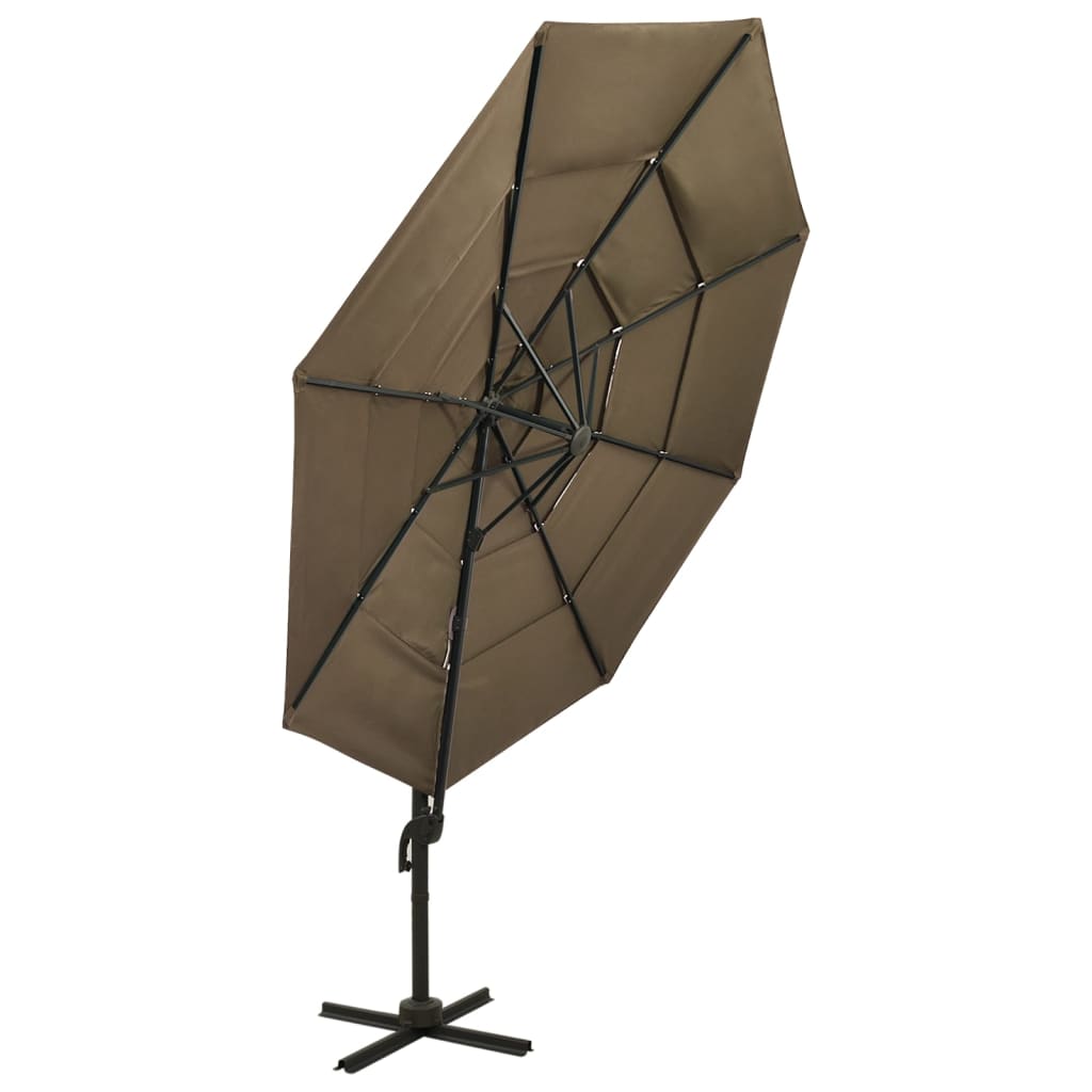 Parasol 4-laags met aluminium paal 3x3 m taupe