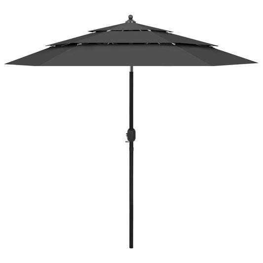 Parasol 3-laags met aluminium paal 2,5 m antracietkleurig