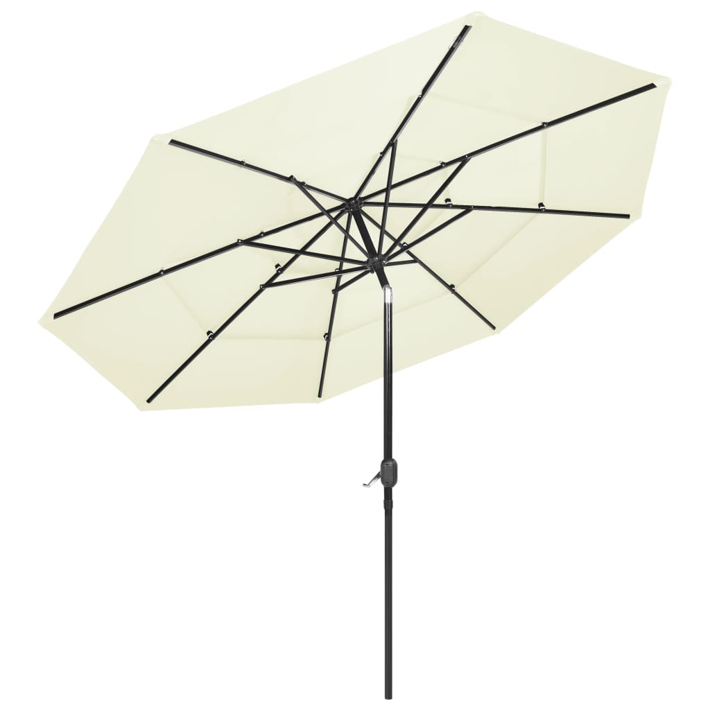 Parasol 3-laags met aluminium paal 3 m zandkleurig