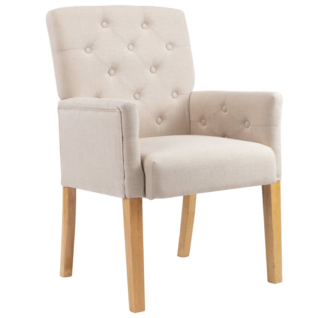 Eetkamerstoelen met armleuningen 6 st stof beige