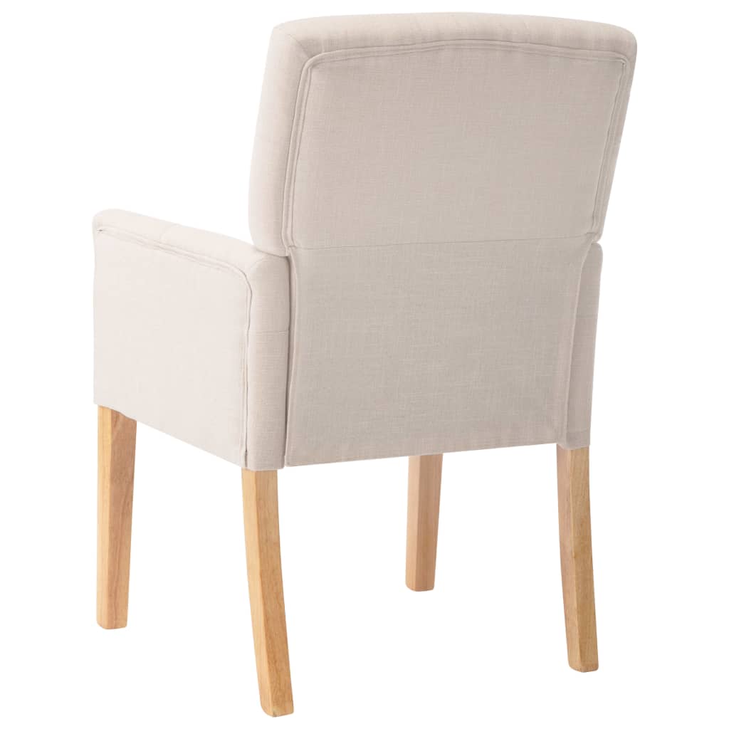 Eetkamerstoelen met armleuningen 6 st stof beige