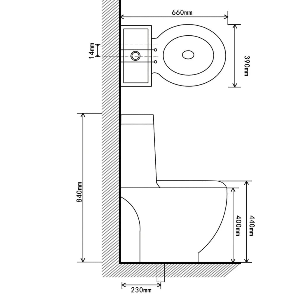 Toilet rond afvoer onder keramiek wit