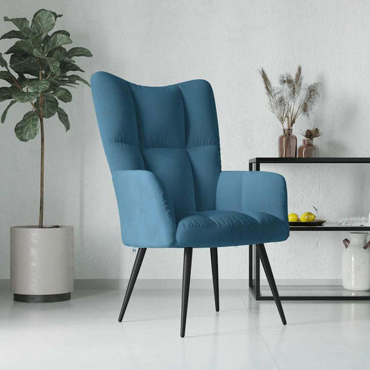 Relaxstoel fluweel blauw