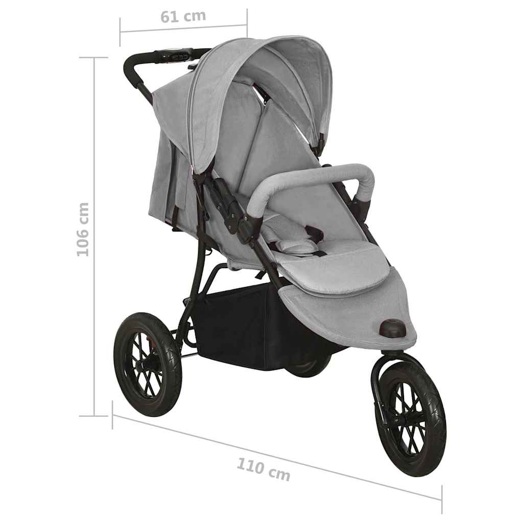 Kinderwagen staal lichtgrijs