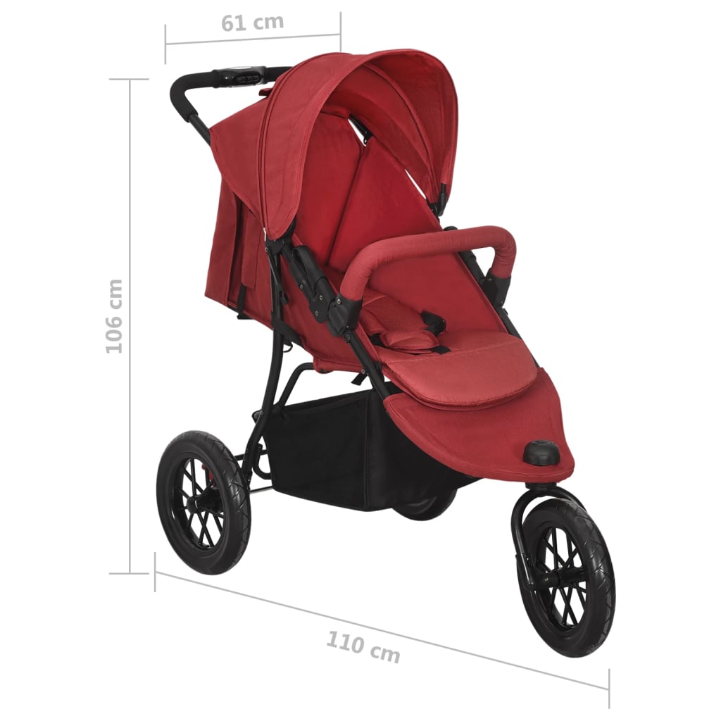 Kinderwagen staal rood