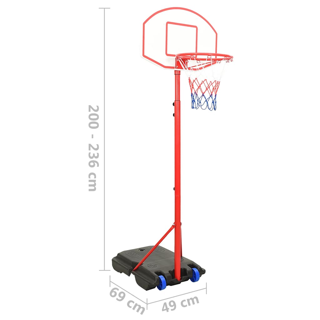 Basketbalset draagbaar verstelbaar 200-236 cm