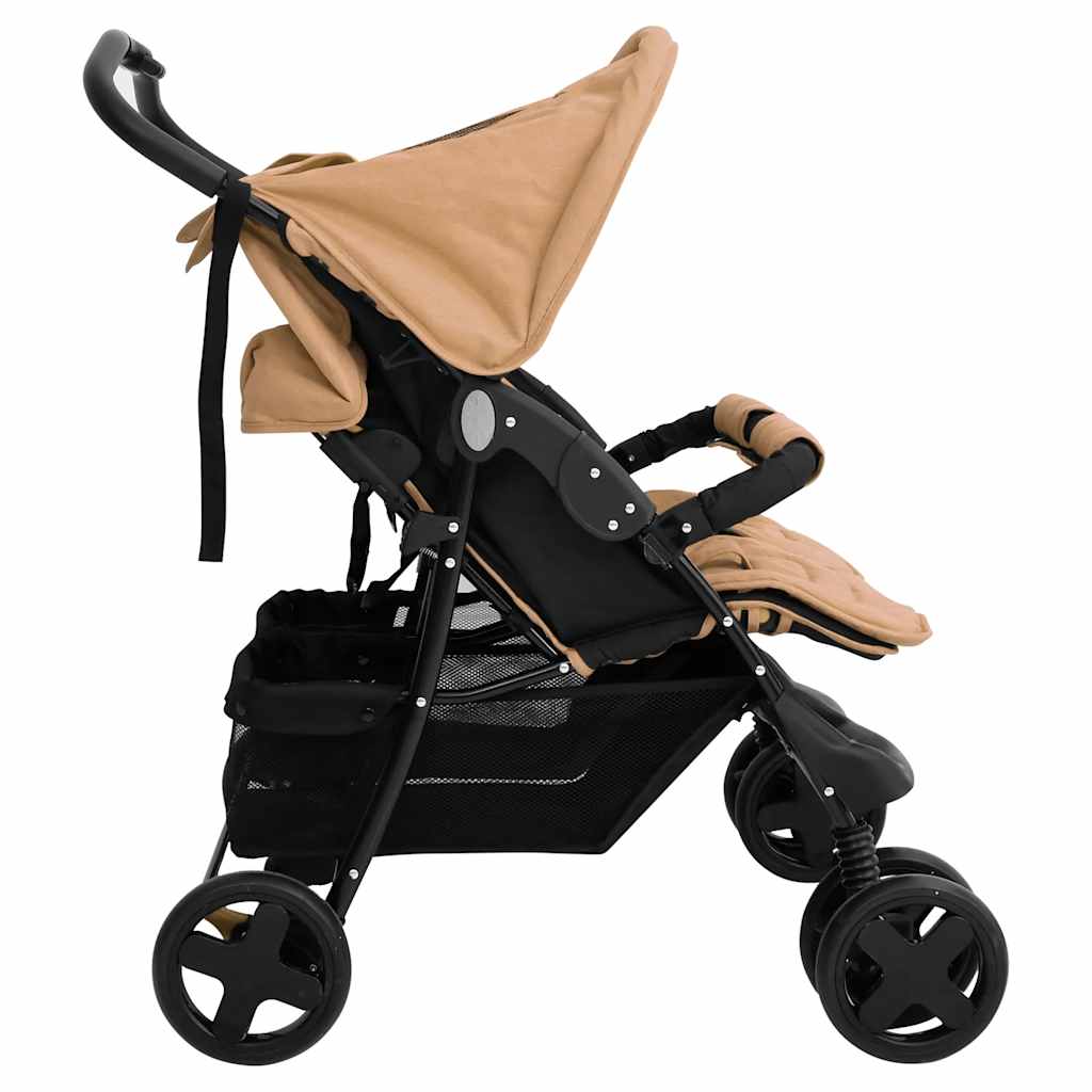 Tweelingkinderwagen staal taupe