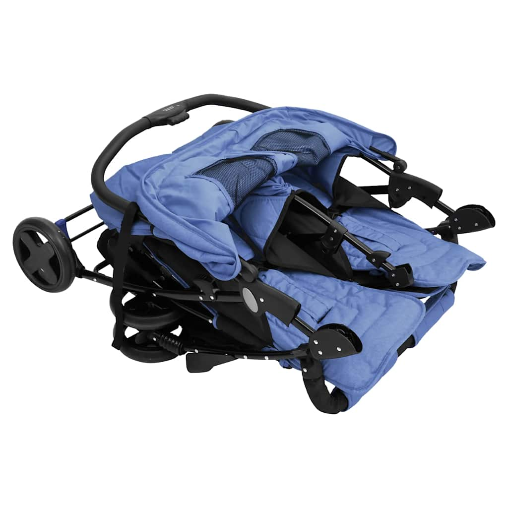 Tweelingkinderwagen staal marineblauw