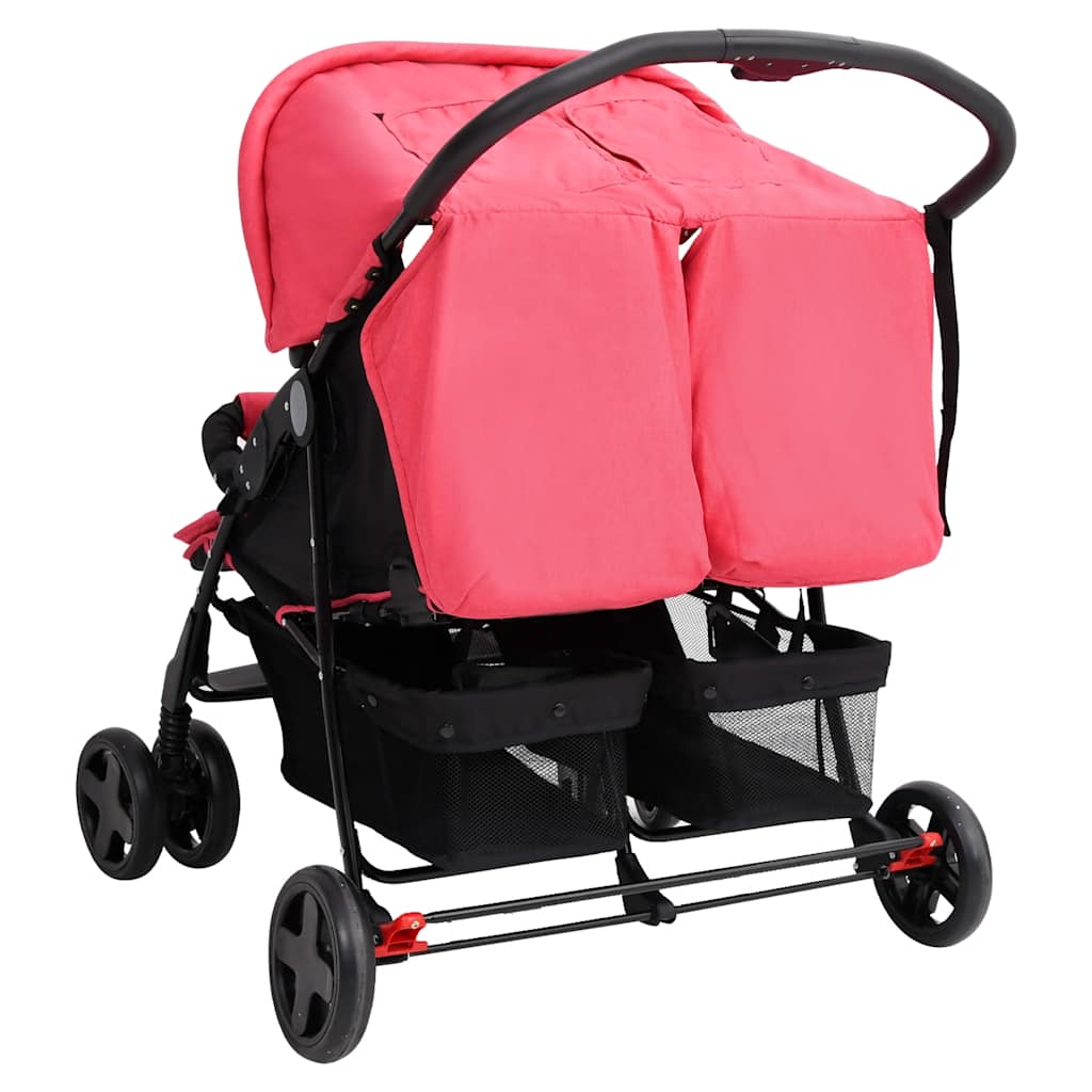 Tweelingkinderwagen staal rood