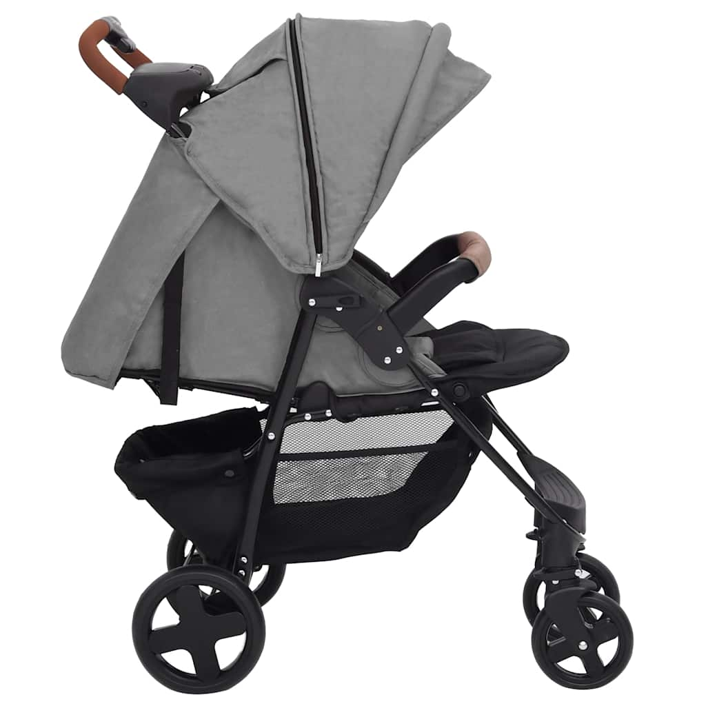 Kinderwagen 2-in-1 staal lichtgrijs