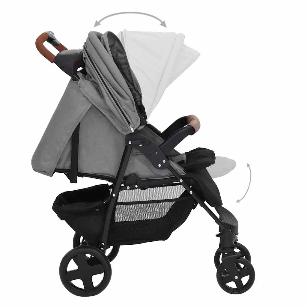 Kinderwagen 2-in-1 staal lichtgrijs