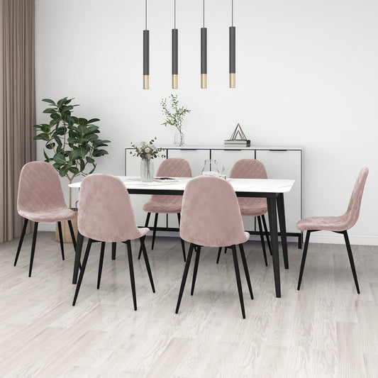 Eetkamerstoelen 6 st fluweel roze