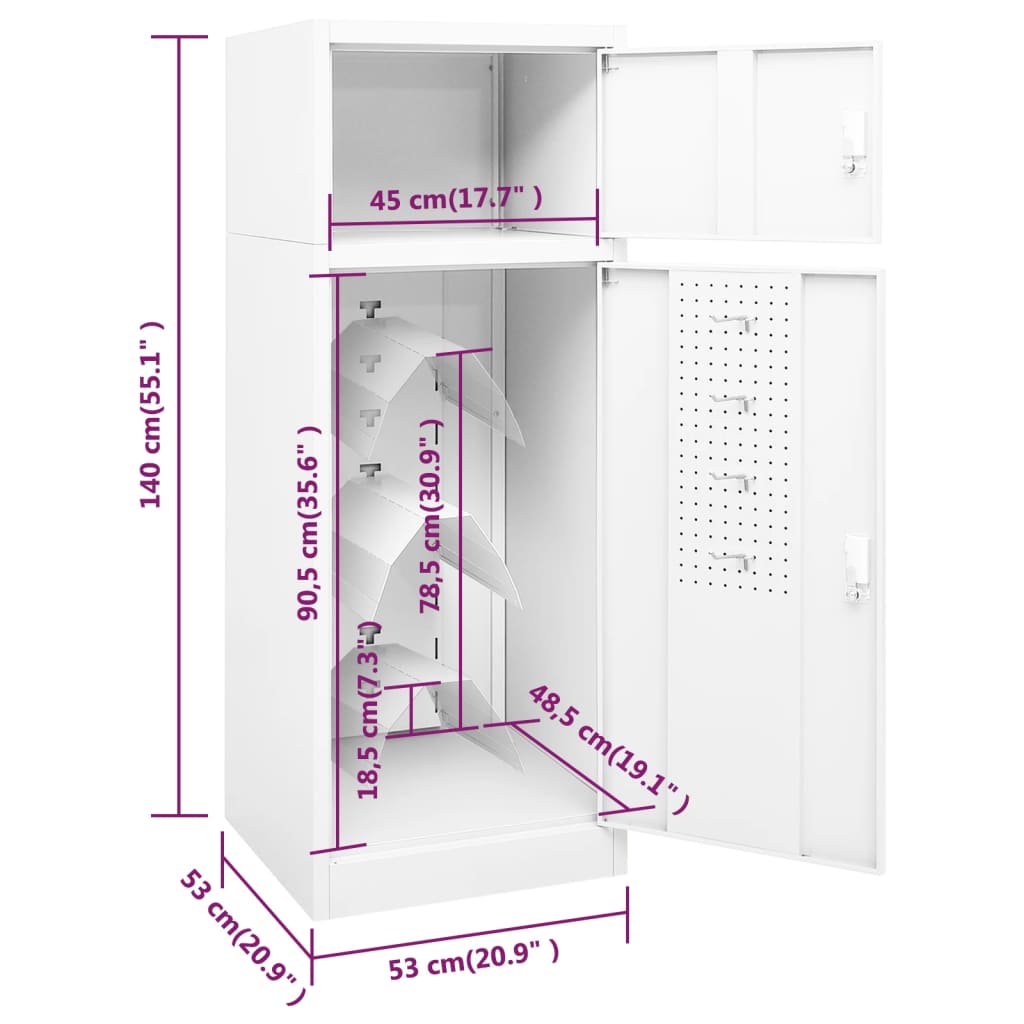 Zadelkast 53x53x140 cm staal wit