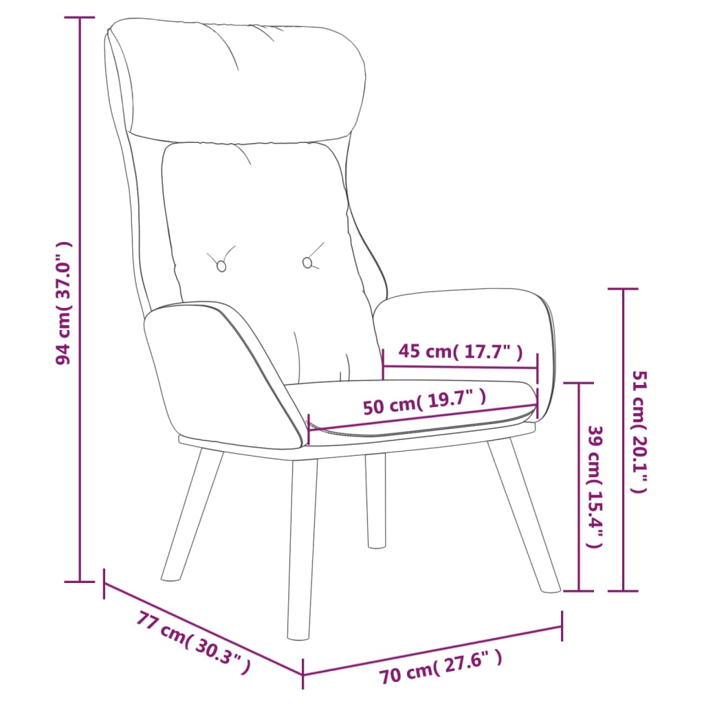 Relaxstoel stof en PVC zwart