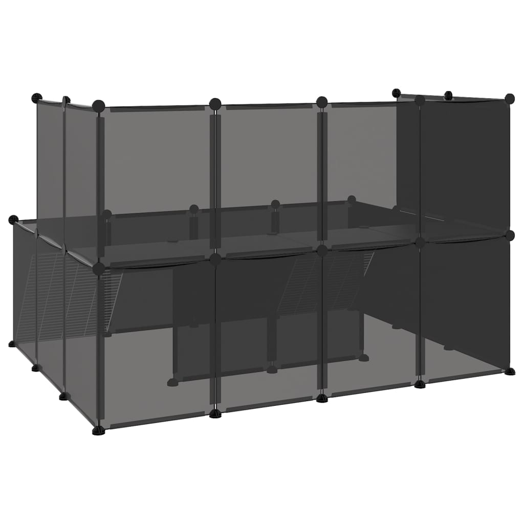 Dierenhok klein 143x107x93 polypropeen en staal zwart