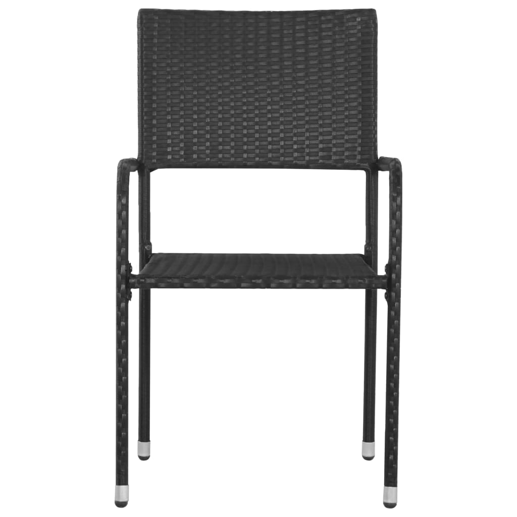 Tuinstoelen 6 st stapelbaar poly rattan zwart