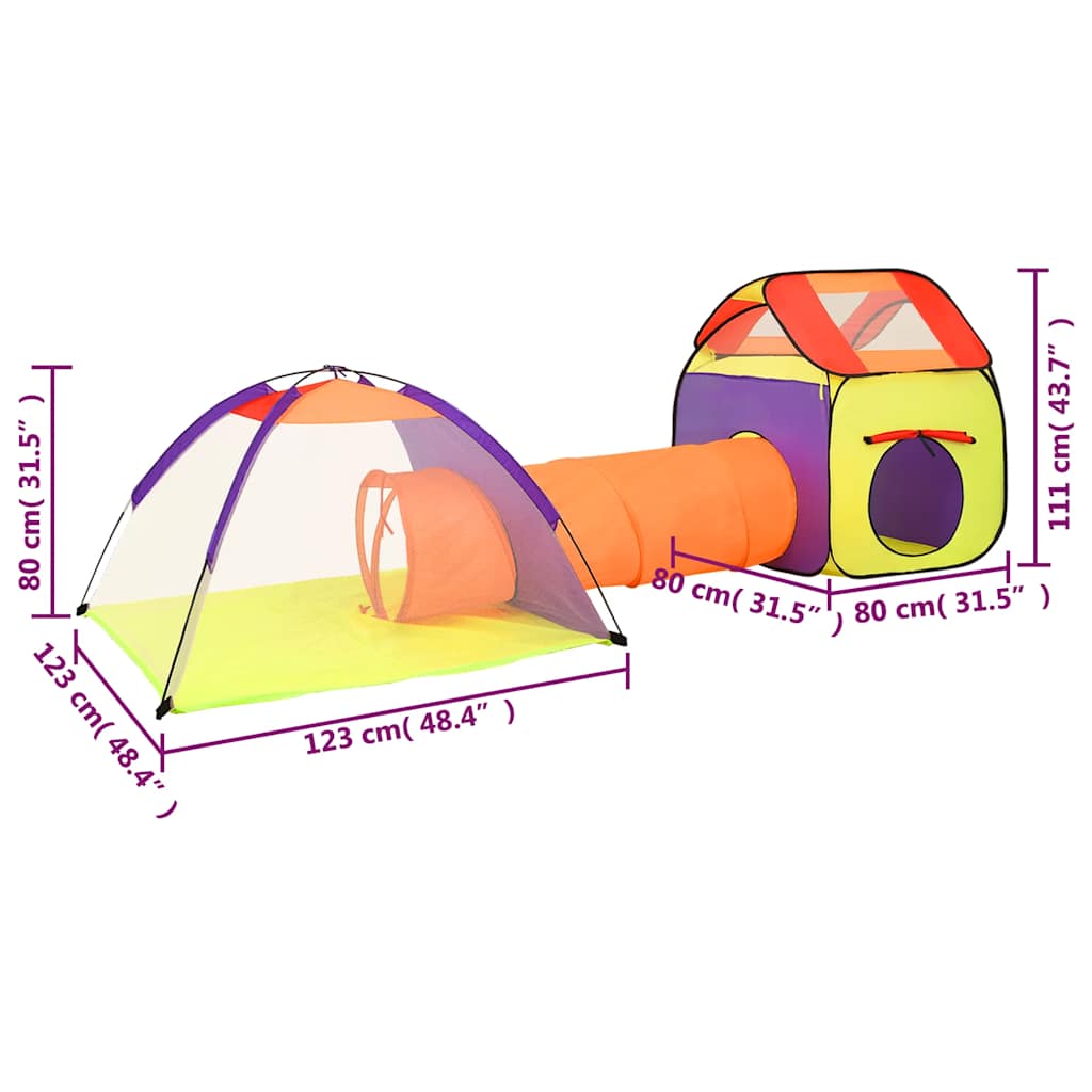 Kinderspeeltent met 250 ballen 338x123x111 cm meerkleurig