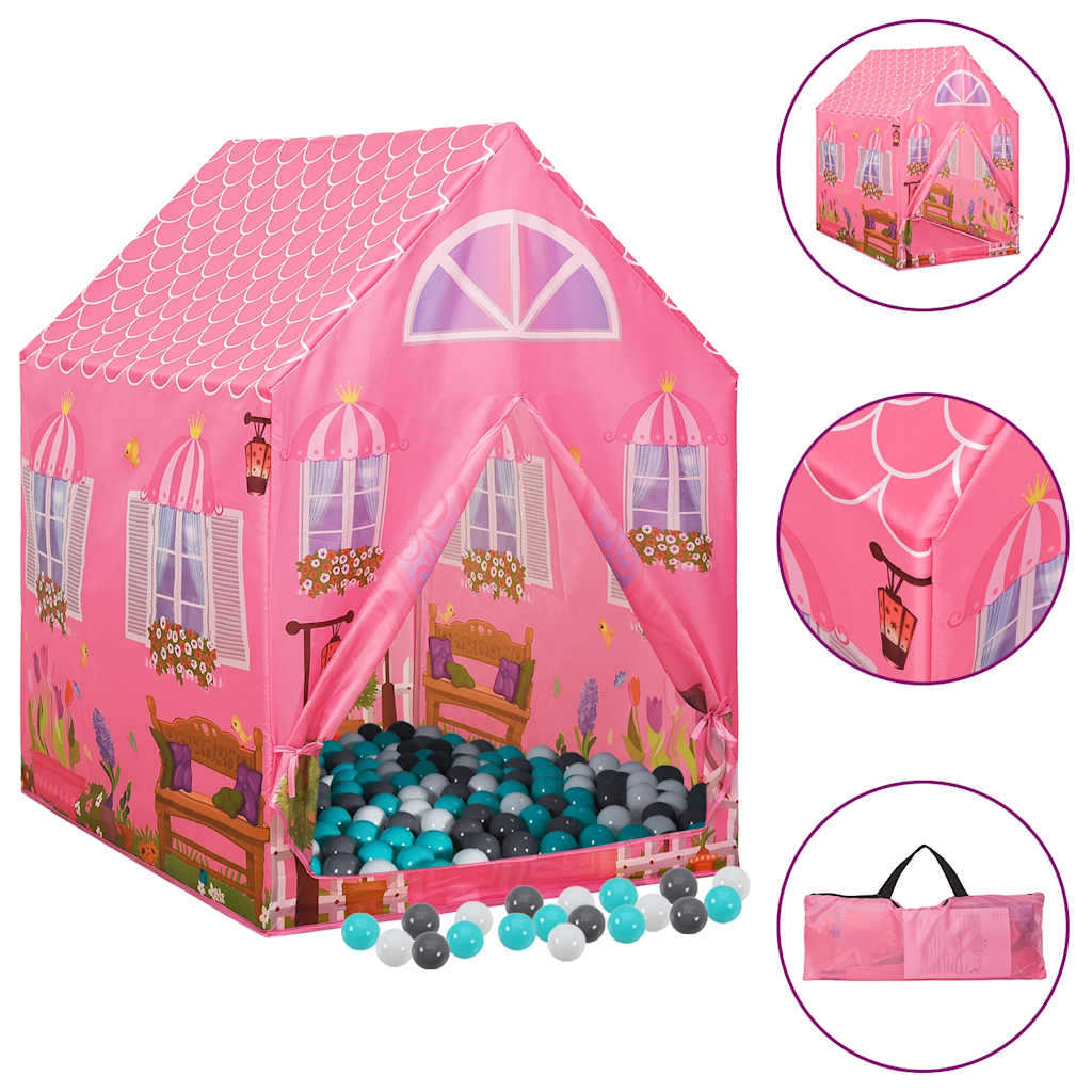 Kinderspeeltent met 250 ballen 69x94x104 cm roze